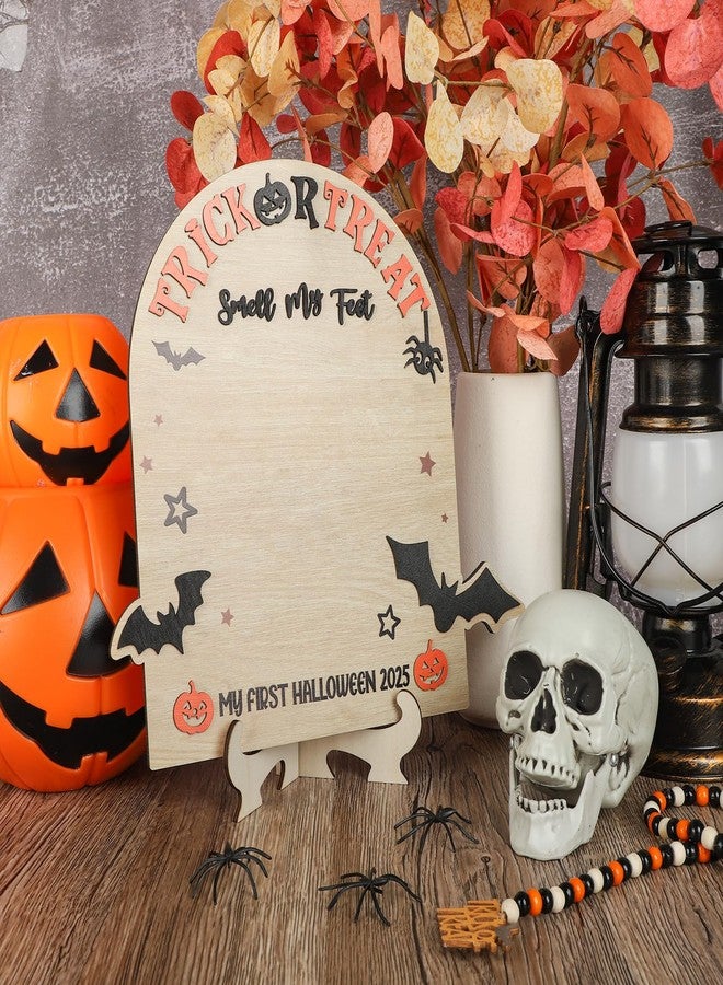 Yewfold My First Halloween Sign DIY Wooden Art Baby‘s First Halloween Footprint Kit Nursery Decor and Newborn Photoshoot Prop for Baby Showers (Halloween) - Image 2